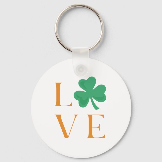 Irish Love Shamrock St Patrick's Day Keychain (Front)