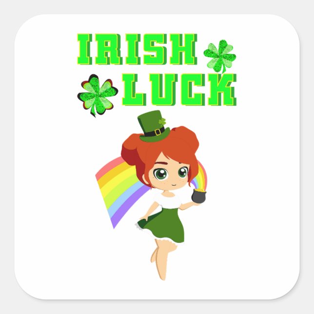 Irish Luck leprechaun 17 Day Saint March Patricks Square Sticker (Front)