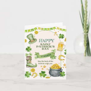 Irish Luck, Shamrocks & Gold Pot St. Patrick’s Day Holiday Card