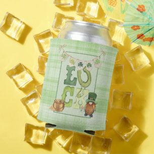 Irish Luck St Patrick's Day Gnome Shamrock Green   Can Cooler