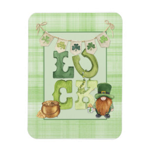 Irish Luck St Patrick's Day Gnome Shamrock Green   Magnet