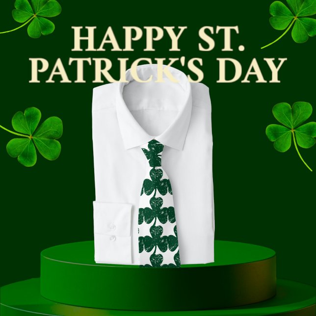 Irish Luck Stylish Grunge  Clover Leaf Tie (Irish Luck Stylish Grunge Clover Leaf Neck Tie)