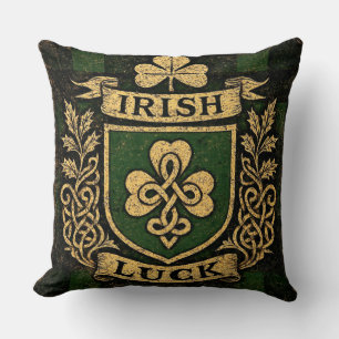 Irish Luck Vintage Crest St. Patrick’s Day Throw Pillow