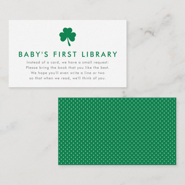 Irish Lucky Charm Books for Baby's First Library Enclosure Card (Front/Back)