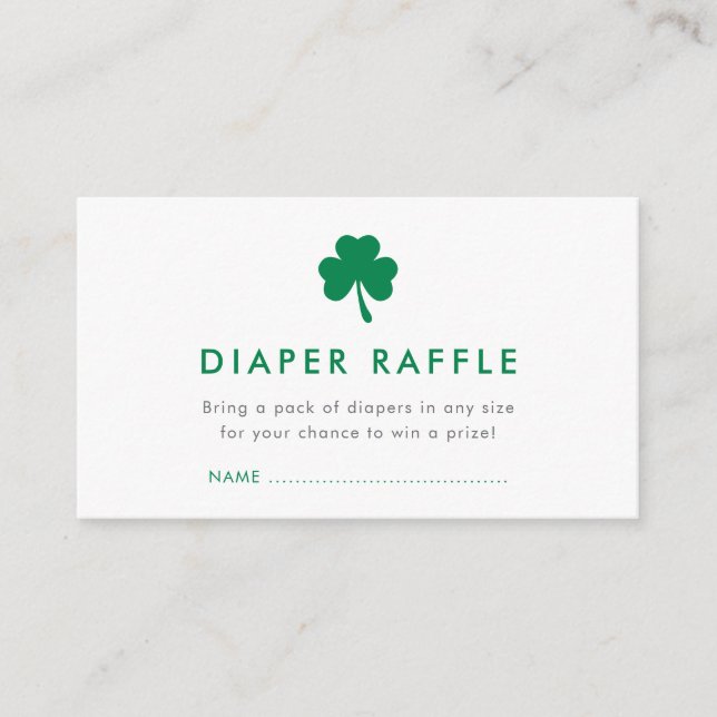 Irish Lucky Charm Diaper Raffle Baby Shower Enclosure Card (Front)