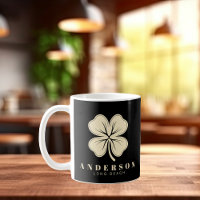 Irish Lucky Four Leaf Clover with Name Black