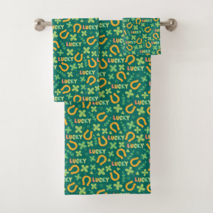 Irish LUCKY green pattern Bath Towel Set