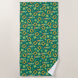 Irish LUCKY green pattern Beach Towel