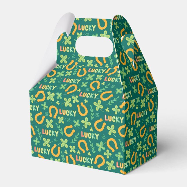 Irish LUCKY green pattern Favor Box (Front Side)