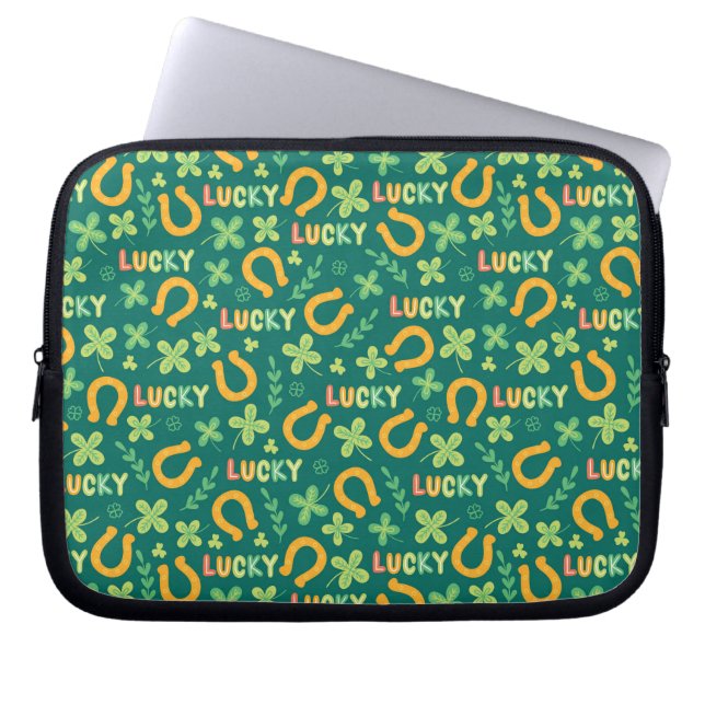 Irish LUCKY green pattern Laptop Sleeve (Front)