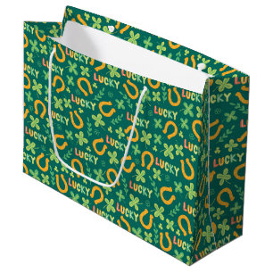 Irish LUCKY green pattern Large Gift Bag
