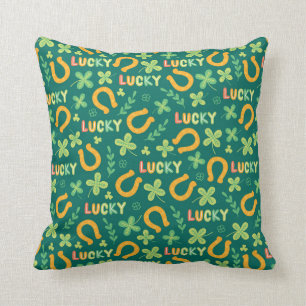 Irish LUCKY green pattern Throw Pillow