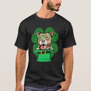 Irish Lucky Pitbull Shamrocks Green Hat St Patrick T-Shirt