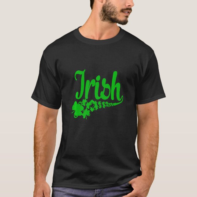 Irish Lucky Shamrock Green Clover St Patrick's Day T-Shirt (Front)