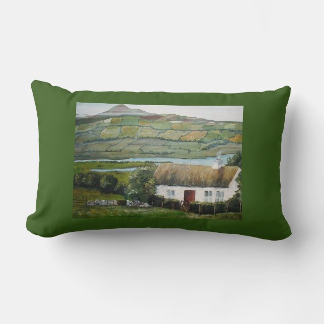 Irish Lumbar Throw Pillow Ireland Cottage (Front)