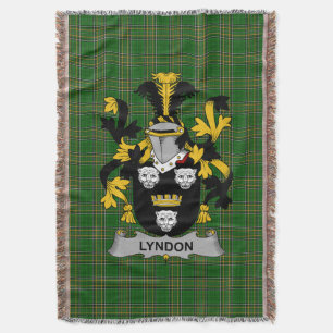 Irish Lyndon or Gindon Coat of Arms Family Crest Throw Blanket