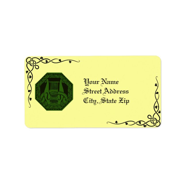 Irish Lyre Wreath & Vine Address Labels (Front)