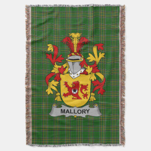 Irish Mallory Coat of Arms Family Crest Ireland Throw Blanket