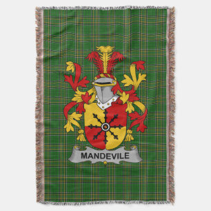 Irish Mandevile Coat of Arms Family Crest Ireland Throw Blanket