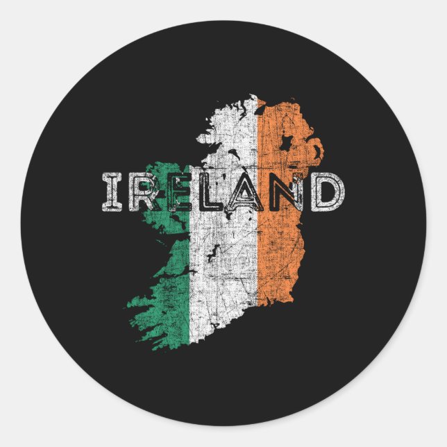 Irish Map And Flag Distressed Ireland Classic Round Sticker (Front)