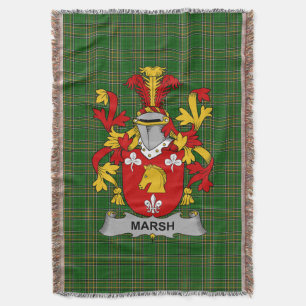 Irish Marsh Coat of Arms Family Crest Ireland Throw Blanket