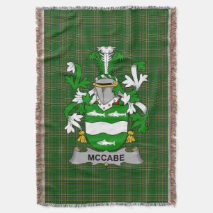 Irish McCabe Coat of Arms Family Crest Ireland Throw Blanket