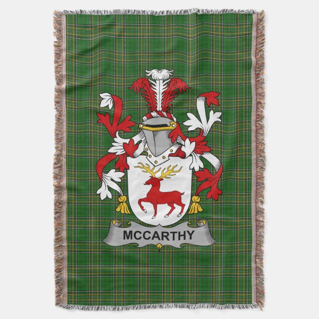  Irish McCarthy Coat of Arms Family Crest Ireland Throw Blanket (Front Vertical)