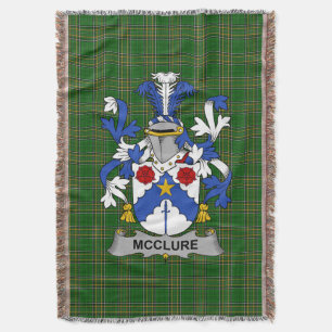 Irish McClure Coat of Arms Family Crest Ireland Throw Blanket