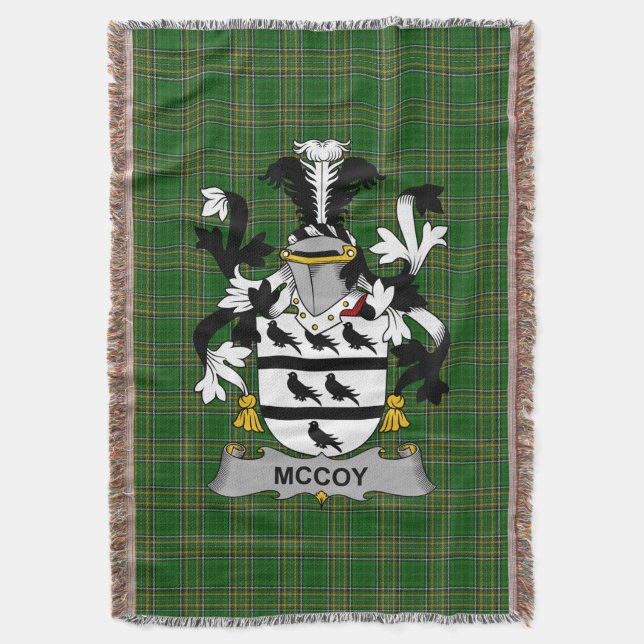  Irish McCoy Coat of Arms Family Crest Ireland Throw Blanket (Front Vertical)