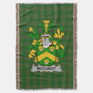 Irish McCurdy or Curdy Coat of Arms Family Crest Throw Blanket