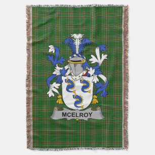 Irish McElroy or Gilroy Coat of Arms Family Crest Throw Blanket