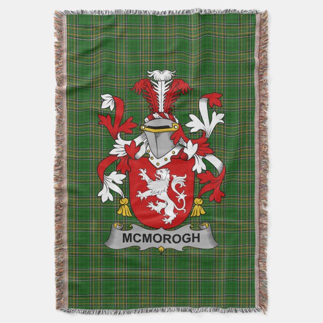  Irish McMorogh or McMorrow Coat of Arms Family Cr Throw Blanket (Front Vertical)