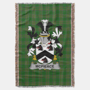 Irish McPierce or Pierce Coat of Arms Family Cres Throw Blanket
