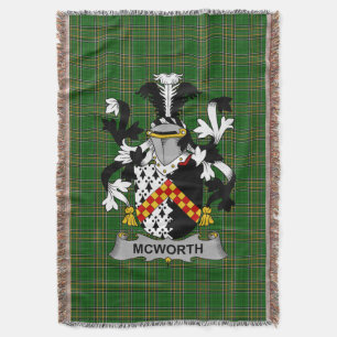 Irish McWorth or MacWorth Coat of Arms Family Cre Throw Blanket