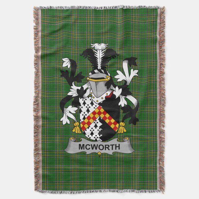  Irish McWorth or MacWorth Coat of Arms Family Cre Throw Blanket (Front Vertical)