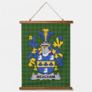 Irish Meacham Coat of Arms Family Crest Hanging Tapestry