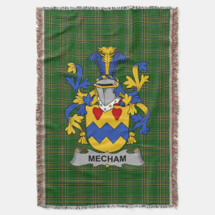 Irish Mecham Coat of Arms Family Crest Ireland Throw Blanket