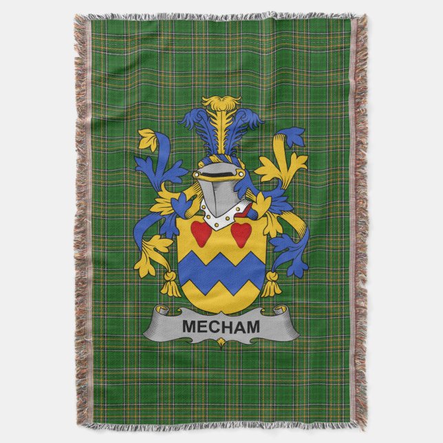  Irish Mecham Coat of Arms Family Crest Ireland Throw Blanket (Front Vertical)