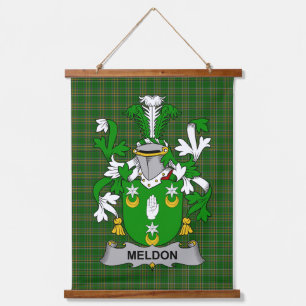 Irish Meldon or Muldoon Coat of Arms Family Crest Hanging Tapestry