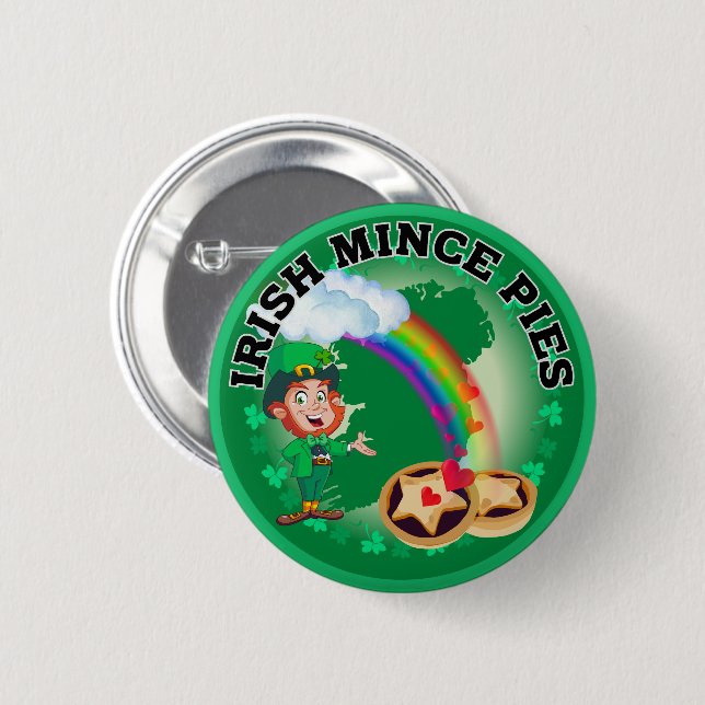 Irish Mince Pies at the End of a Rainbow 2 Inch Round Button (Front & Back)