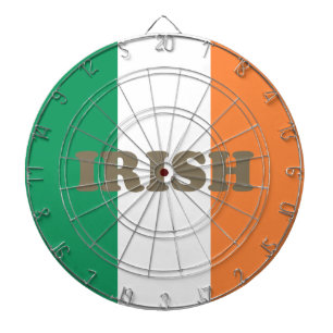 Irish modern sepia typography and tricolour flag dartboard