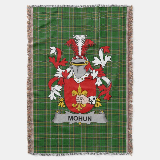  Irish Mohun or Mohan Coat of Arms Family Crest Ir Throw Blanket (Front Vertical)