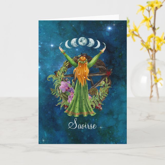 Irish Moon Goddess Card (Yellow Flower)