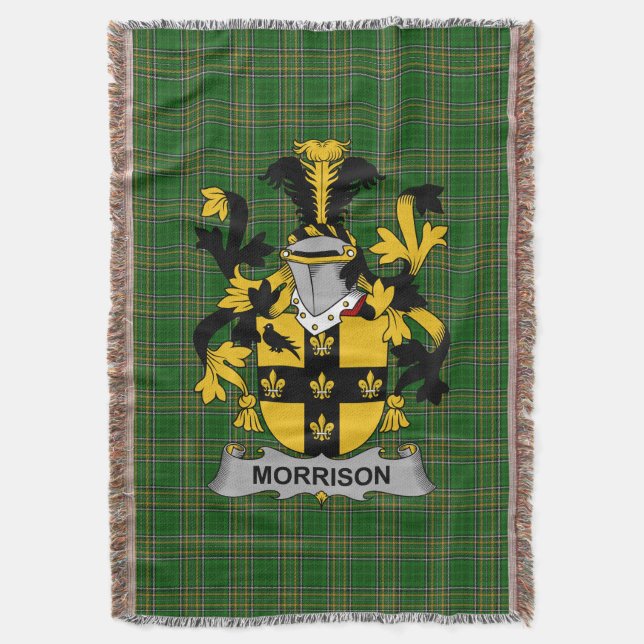  Irish Morrison Coat of Arms Family Crest Ireland Throw Blanket (Front Vertical)