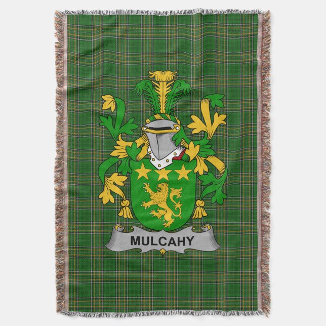  Irish Mulcahy or O_Mulcahy Coat of Arms Family Cr Throw Blanket (Front Vertical)