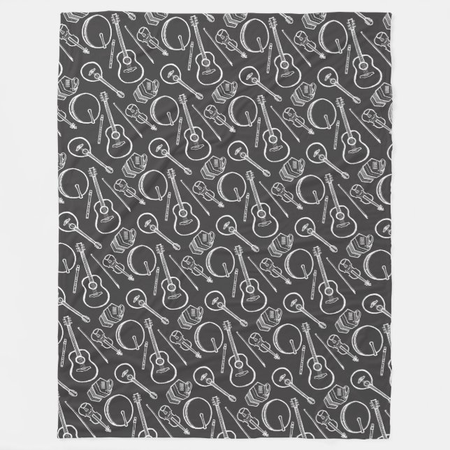 Irish Music Instrument Fleece Blanket (Front)
