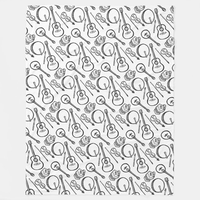 Irish Music Instrument Fleece Blanket (Front)