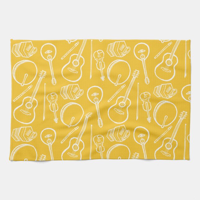 Irish Musical Instruments Kitchen Towel (Horizontal)