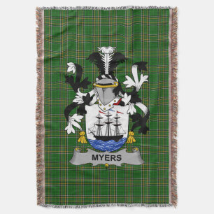 Irish Myers Coat of Arms Family Crest Ireland Throw Blanket