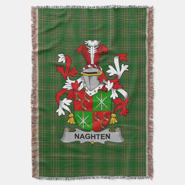  Irish Naghten or O_Naghten Coat of Arms Family Cr Throw Blanket (Front Vertical)